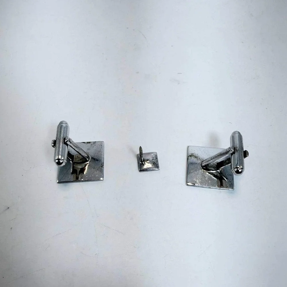 Anson Sterling Silver Cufflinks Tie Tack Set Vintage Mid Century Starburst Stone